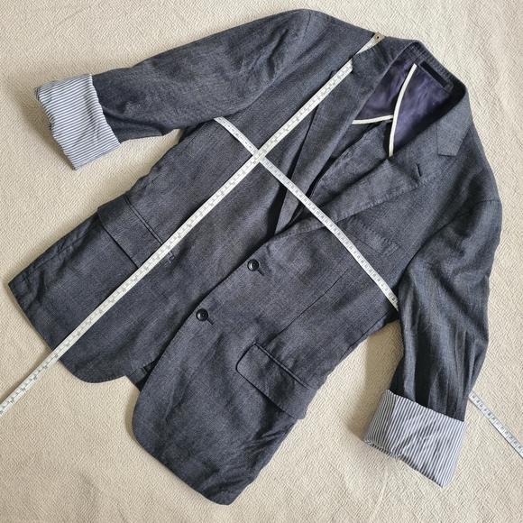 M.J. Bale wool blazer / suit jacket, navy and charcoal checked / plaid, 42R - Picture 11 of 17